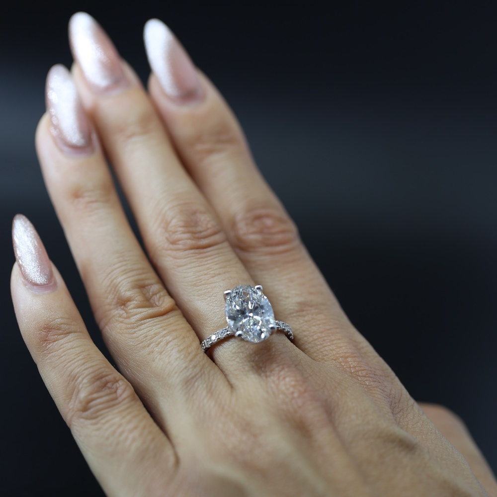 4.56 carat Oval Lab Grown Diamond Ring IGI Certified White Gold